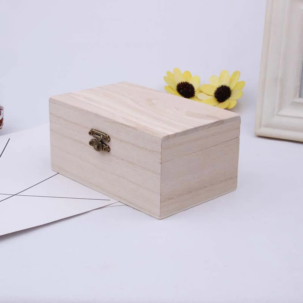 

Wooden Square Hinged Storage Boxes Stackable Craft Gift Box Container Storage Anti-dust Necklace Earring Jewelry Box Holder