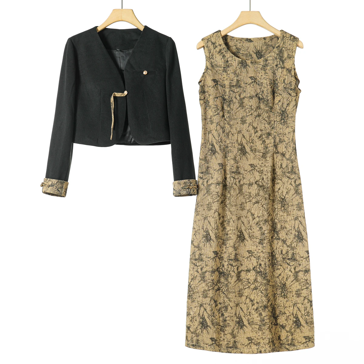 West Lake Pavilion [Hui] Осенняя одежда китайское короткое пальто с пряжкой + облегающее