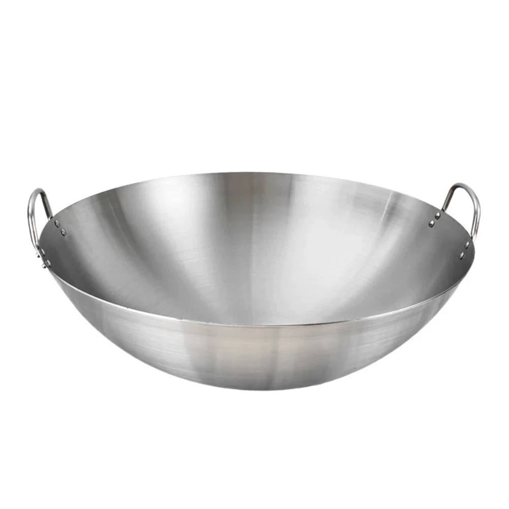 

Wok Pan Steel Stainless Frying Pot Fry Stir Carbon Iron Chinese Bottom Non Cooking Kitchen Stick Skillet Cast Handle Flat