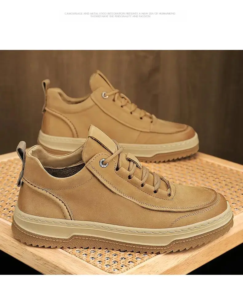 

Women's Spring Autumn Leather Casual Sports Shoes Thick Bottom Non Slip Were Resistant Outdoor Casual Work Shoes Board Shoes