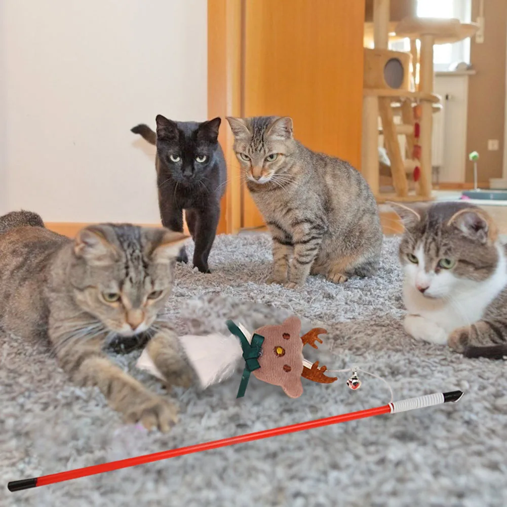 

Cat Tease Stick with Bell Cute Funny Rod Teaser Wand Feather Interactive Pole Feather Design More Appearance Attractiveness