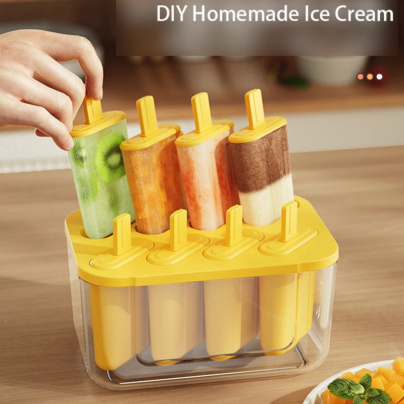 

Summer 2023 Homemade 22 Grids Ice Cube Tray With Lid and Bin PP PET 8 Grids DIY Ice Cream Maker Cover Storage Container Kids