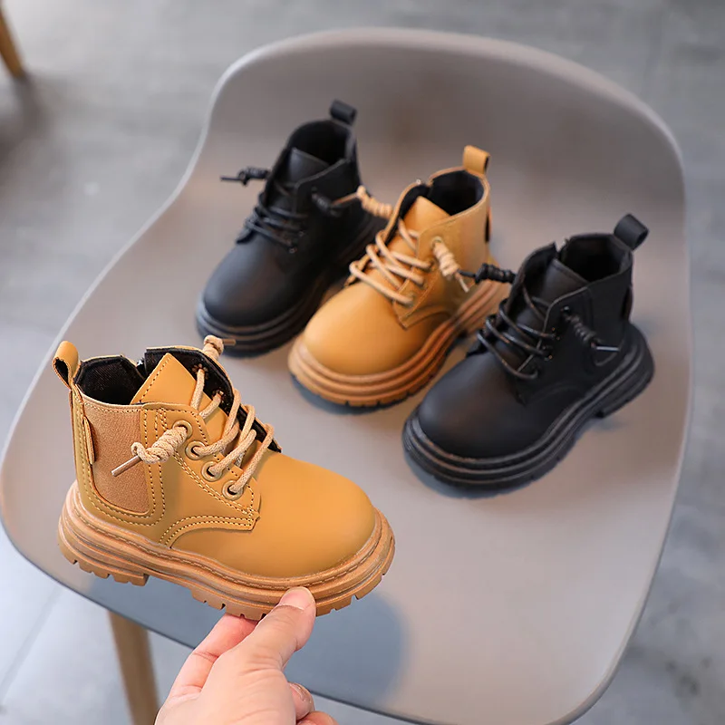 

Autumn Children's Snow Boots Girls Leather Boots 2023 Kids Waterproof Non-slip Warm Princess Shoes Size 21-30 H389