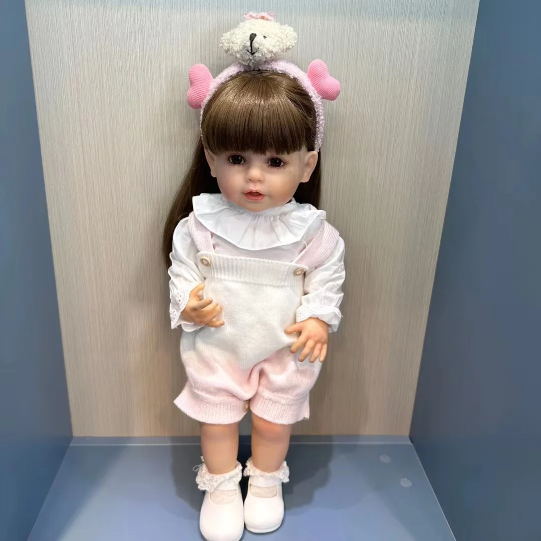

55cm full glue immersible simulation doll, family toy gift, wig set, hair stand against the wall