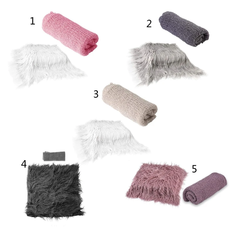 

Newborn Baby Faux Fur Photograph Prop Blanket Infant Sleeping Swaddle Blanket Basket Stuffer Photography Background 40JC