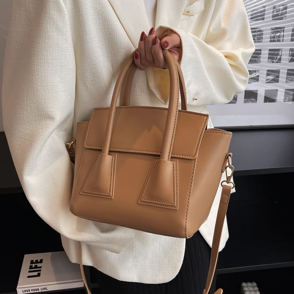 

Toptrends Top Handle Tote Bags For Women 2023 Trend Luxury Designer PU Leather Handbags And Purses Ladies Shoulder Crossbody Bag