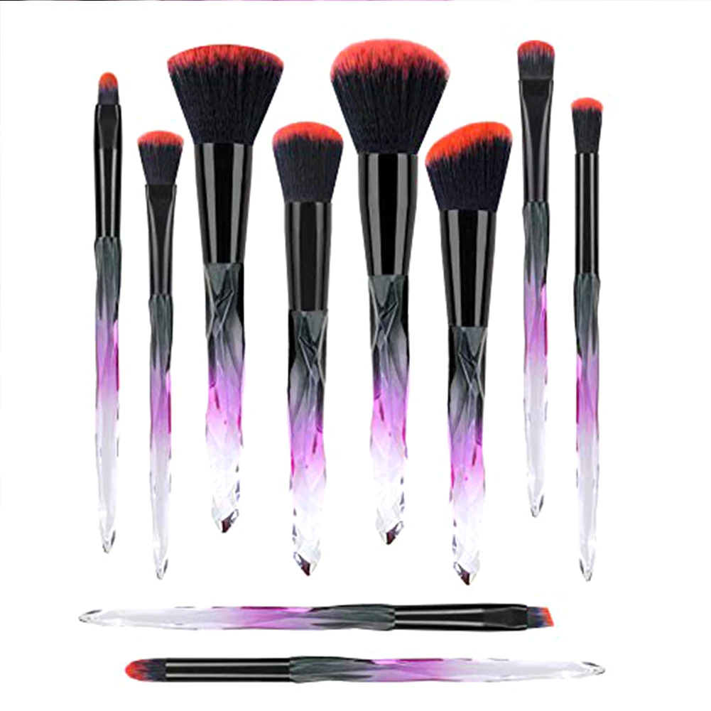 

10pcs/set Transparent Handle Eye Shadow Blending Makeup Brush Concealer Cosmetic Lip Foundation Tool For Face Blush Kabuki