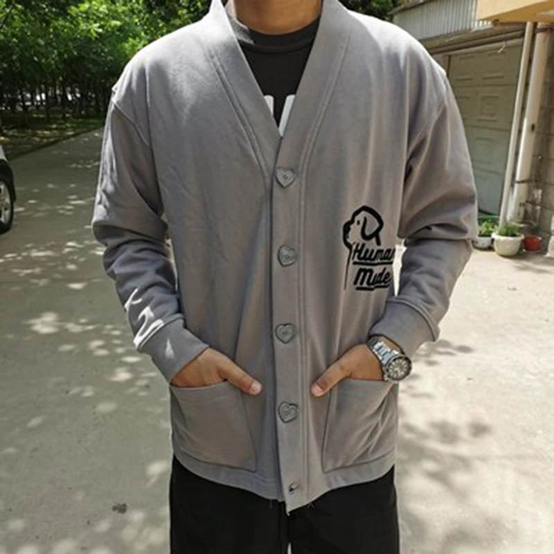 

HUMAN MADE Knit Jacket Casual Dog Print Heart Button Men Women 1:1 HUMAN MADE Cardigan Jacket