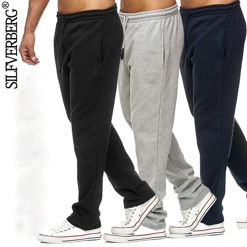 Autumn Spring Men's Sweatpants Casual Streetwear Drawstring Full Length Pants Elastic Waist Trousers Male Fitness Sportpants