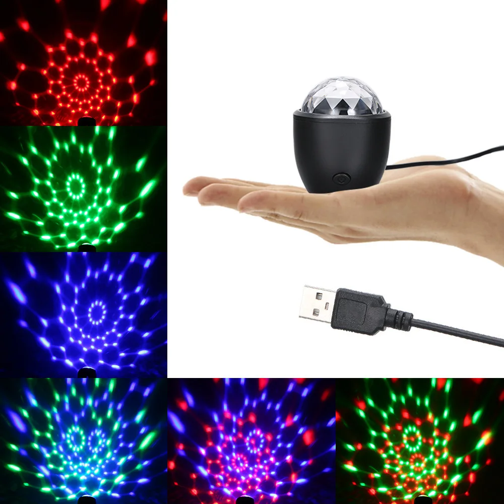 Mini Voice-activated Dj Stage Light USB Portable Led Crystal Magic Ball Light Ktv Disco Lamp Go Follow Stage Lighting Effect