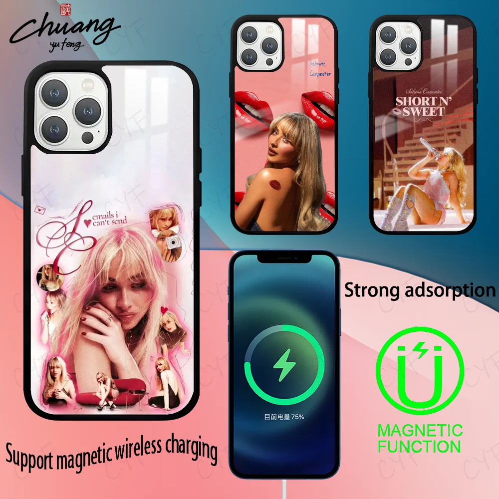 Чехол для телефона Singer S-Sabrina C-Carpenter 11 12 13 14 15 16 Pro Max mini Plus с сильным магнитным