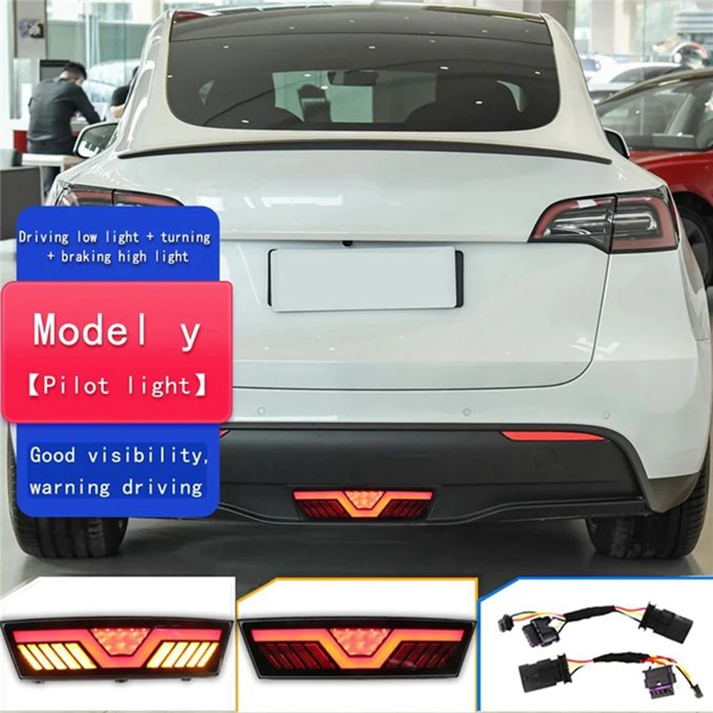 

For Tesla Model Y 2017 2018 2019 2020 2021 2022 2023 LED Rear Brake Lights Pilot Light Warning Running Dynamic Turning Signal