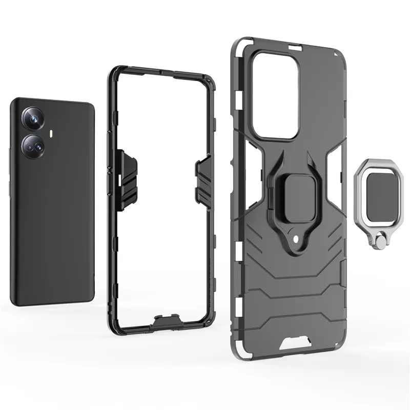 For Realme 10 Pro Plus Case 6.7 inch Hard Armor Finger Ring Protective Bumper For Realme 10 Pro Plus Cover Realme 10 Pro Plus