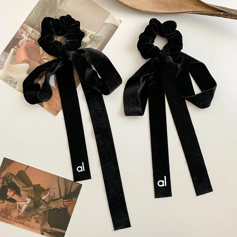 

AL Yoga New Hairband Advanced Sense Black Velvet Hair Ornament Vintage Large Bow Loop Headwear Strap Headrope Girl Hair Circle