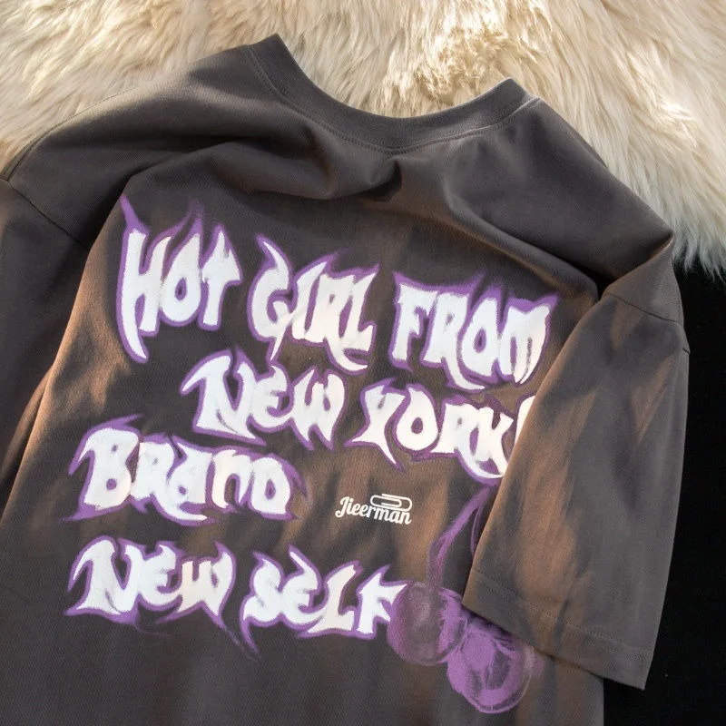 

Футболка Мужская/Женская хлопковая с коротким рукавом, круглым вырезом и принтом