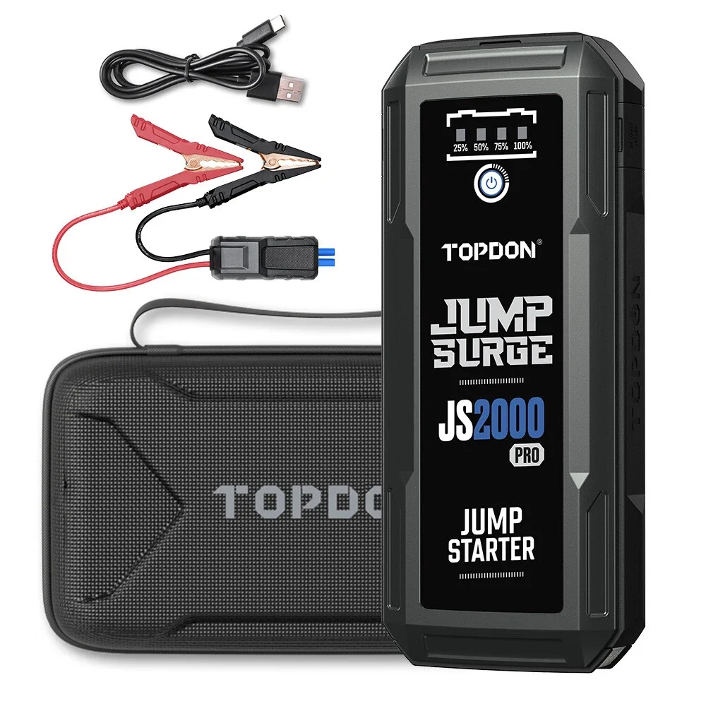

TOPDON JS2000PRO 2500A Jump Starter Power Bank Автомобильное пусковое устройство 16000 мАч для аварийного автомобильного аккумулятора 8,0 л/6,0 л
