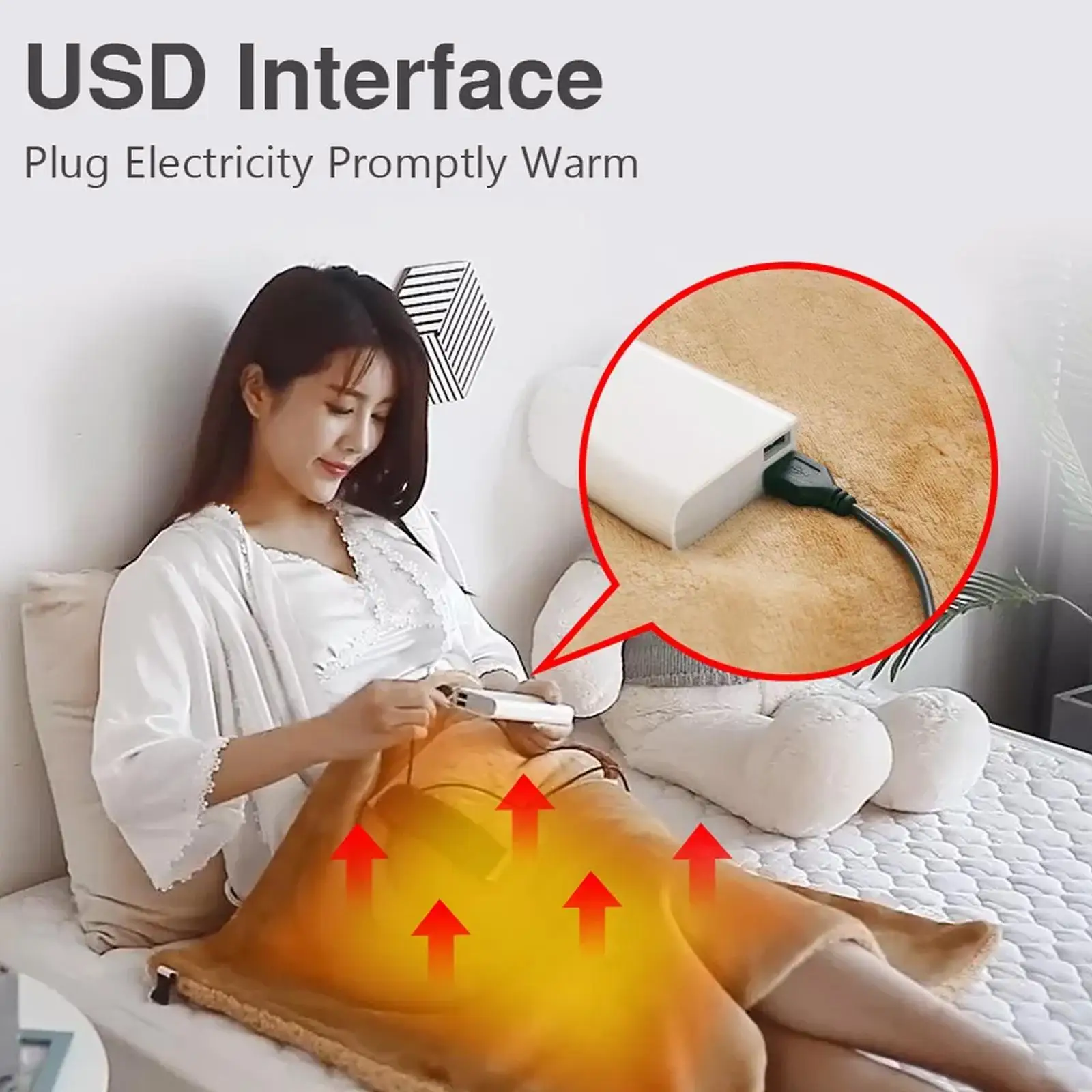 

USB Electric Blanket Soft Thicker Heater Bed Warmer Machine Washable Thermostat Electric Heating Mat For Home Office 60*80cm