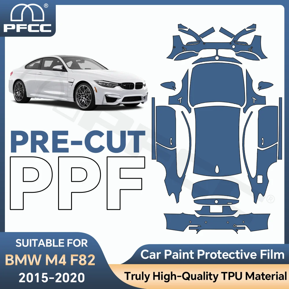 Фото Предварительно нарезанная защитная пленка для BMW M4 F82 2015-2020: прозрачная ТПУ PPF пленка от царапин с эффектом самовосстановления, аксессуары для оклейки автомобиля №1
