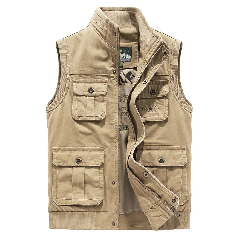 

Plus Big Size 6XL 7XL 8XL Brand Clothing Autumn Mens Vests Sleeveless Jacket Cotton Casual Multi Pocket Vest Male Waistcoat Coat