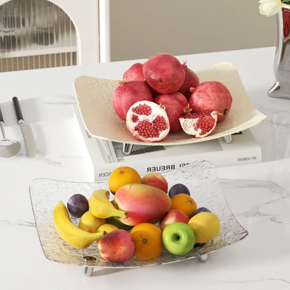 Стильная Тарелка С Фруктовой Тематикой И Рисунком Трещин Льда Прямоугольная