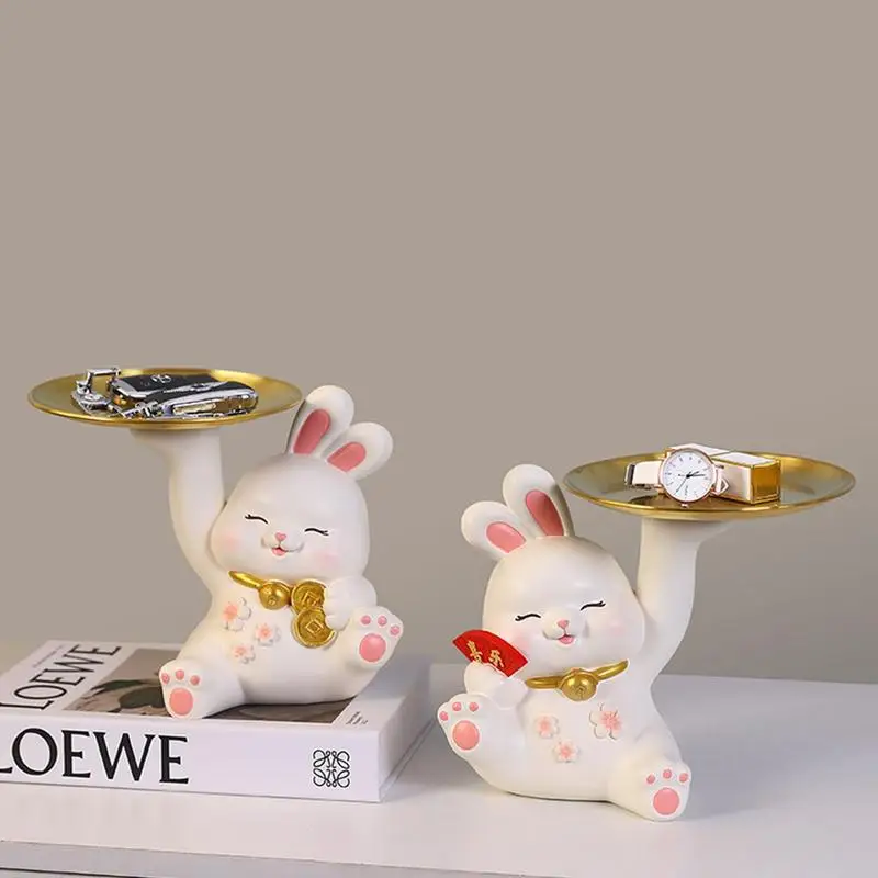 

Lucky Cat Statue Organizing Tray Resin Gift Ornaments Statues And Sculptures Tabletop Room Decorative Household Accessories