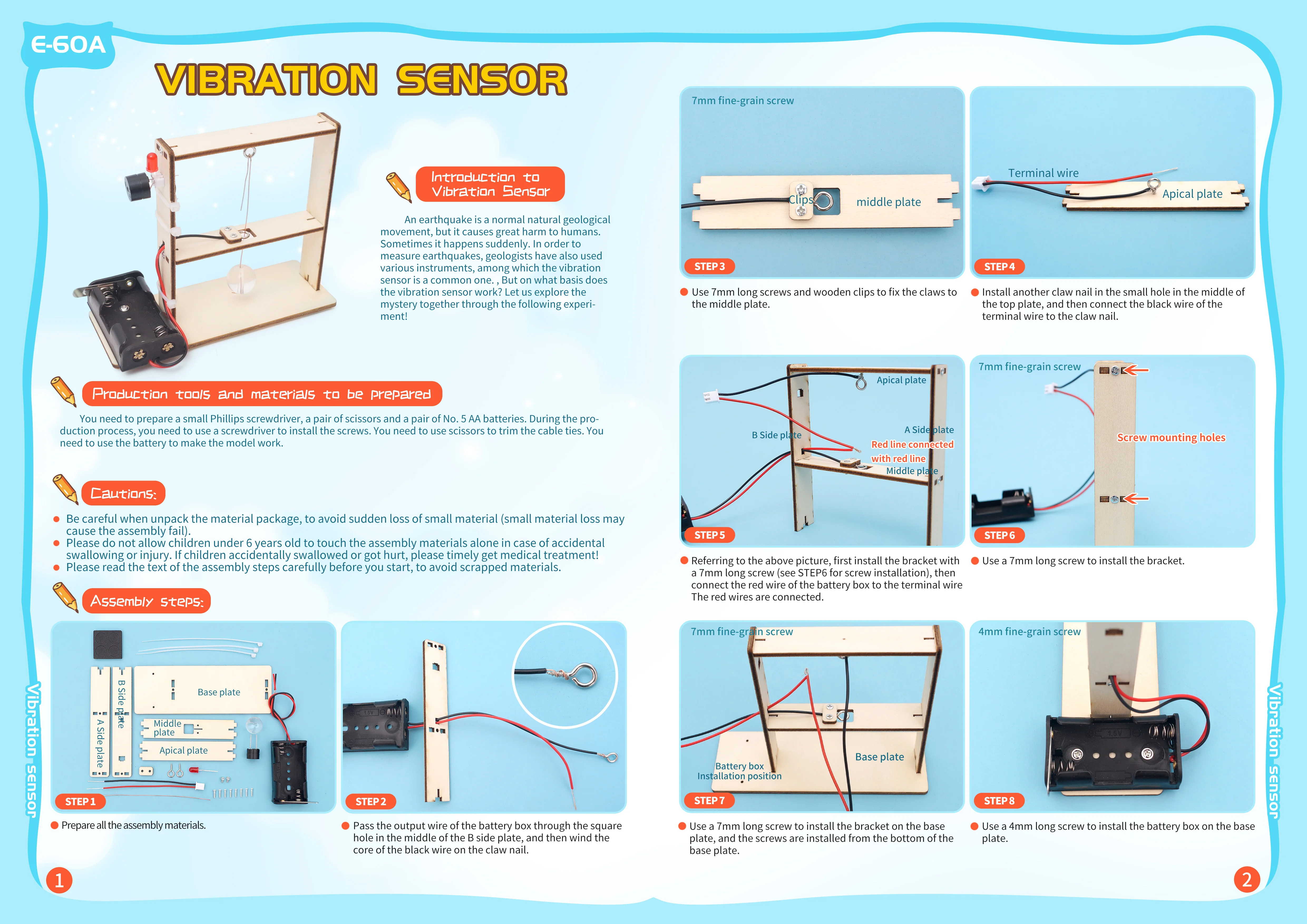DIY датчик землетрясения STEM игрушки технологии наука экспериментальный набор