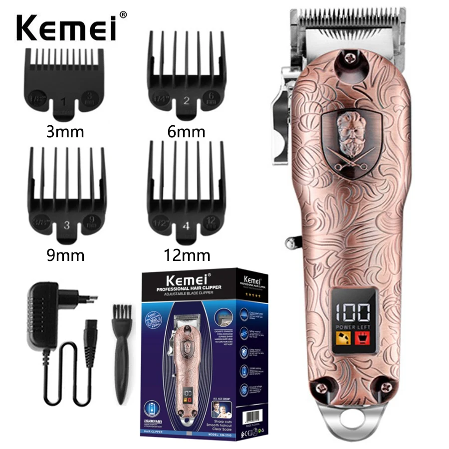 

Kemei Оригинальный профессиональный полностью металлический триммер для волос, Парикмахерская электрическая машинка для стрижки волос для м...