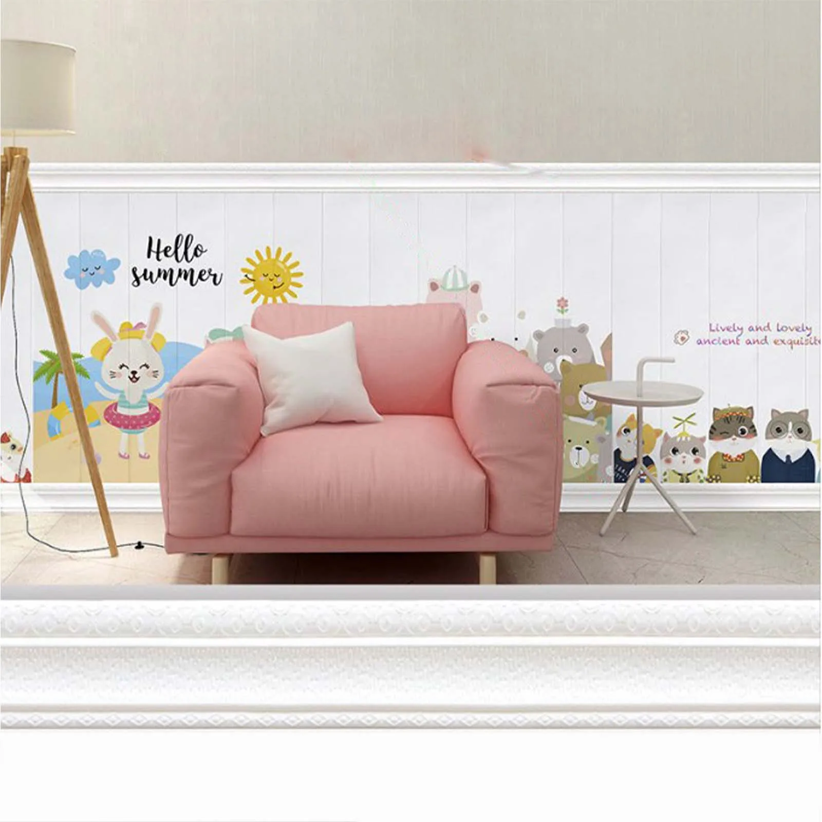 

3D Wall Skirting Line Self Adhesive Foam Edge Waterproof Baseboard Corner Waist Line Sticker For Home Decor