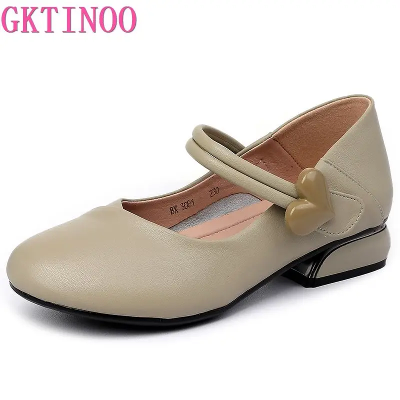 

GKTINOO Genuine Leather Flat Shoes Shallow Mouth Round Toe 2022 Autumn Low Heels Comfortable Soft Sole Large Size Women's Shoes