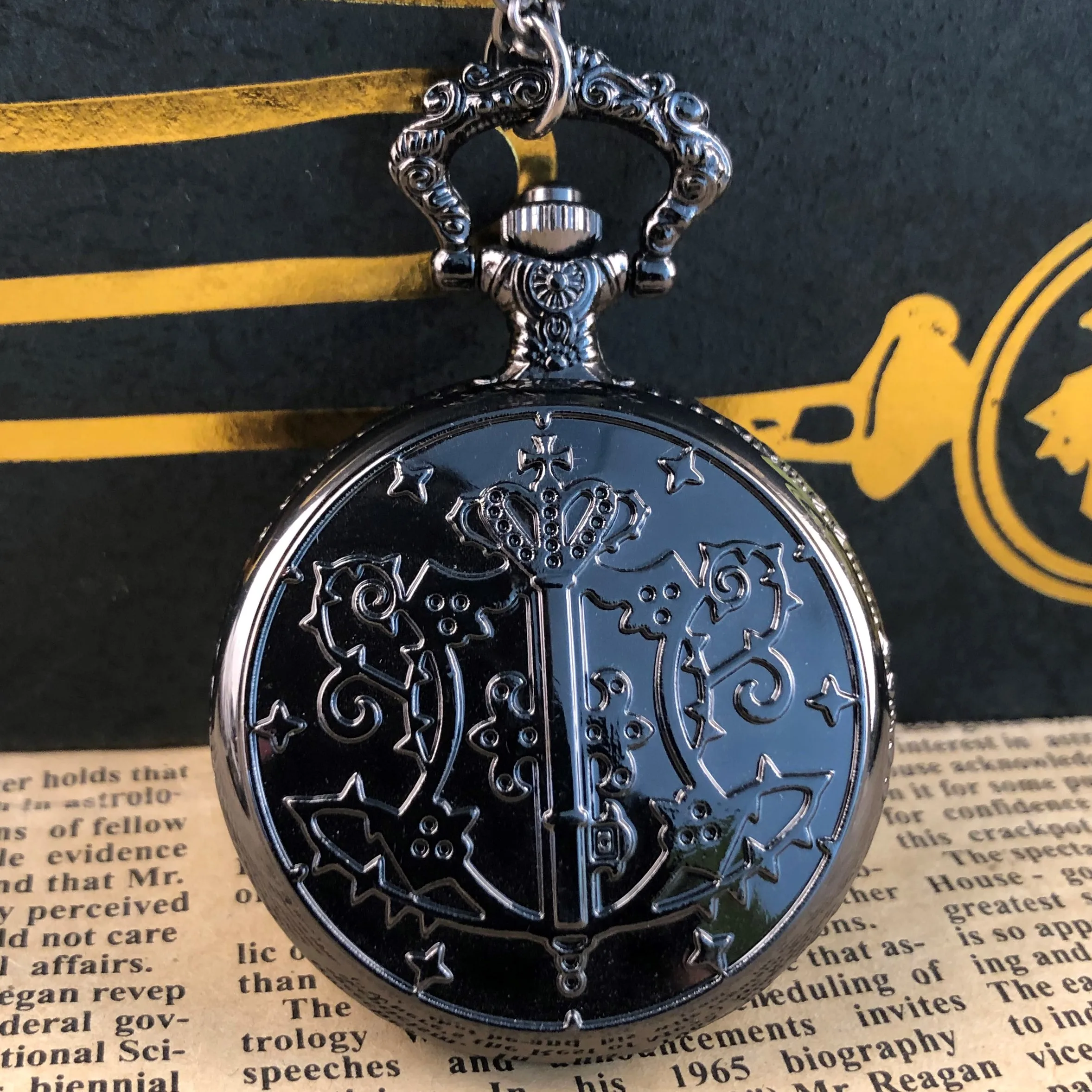 Черные кварцевые карманные часы с уникальным логотипом