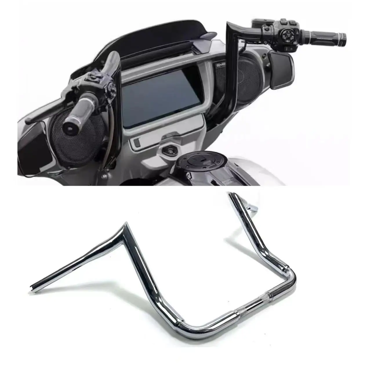 Руль мотоцикла 1-1/2 Ape Rhino Horn Bagger Monkey для Harley CVO TriGlide Street Glide Electra Standard 2014-2023