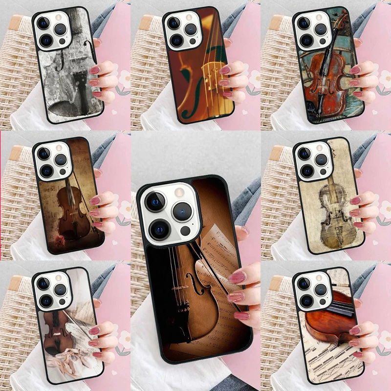 Чехол для телефона с скрипкой и музыкой iPhone 16 Promax 15 Pro 13 14 Plus 11 12 Mini XR XS MAX