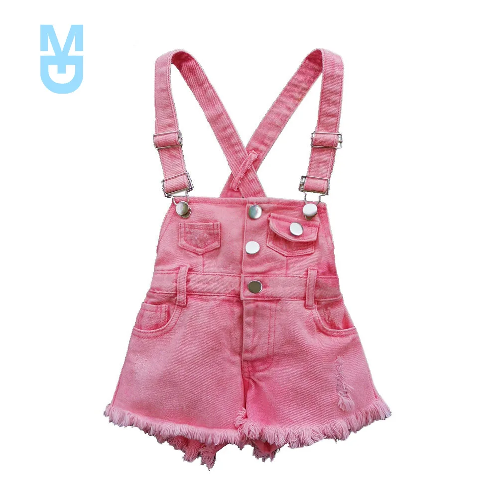 

New 2-11T Summer Children Kids Little Girls Romper Shorts Denim Overalls Shortalls Jeans Cotton Denim Bib Shorts Rompers