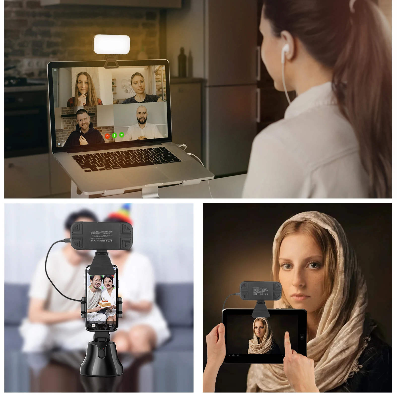 Diammable Selfie LED Fill light For Mobile Phone Laptop Webcam Zoom Video Call Conference On-line Education Youtube Tiktok Live