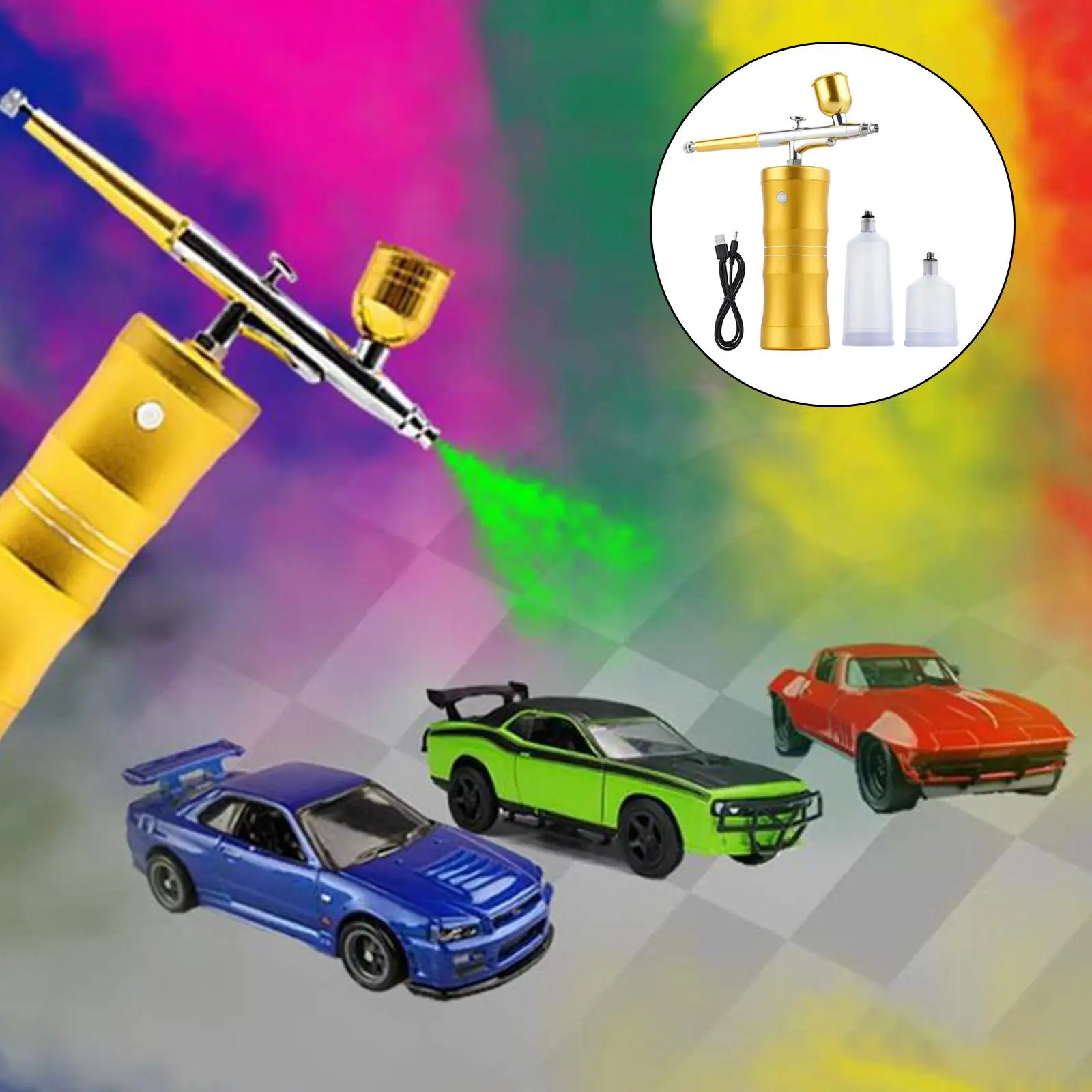 

Handheld Airbrush with Replaceable Fluid Cup Air Brush Paint Spray Airbrush for Cake Decorating Nail Art Model Coloring