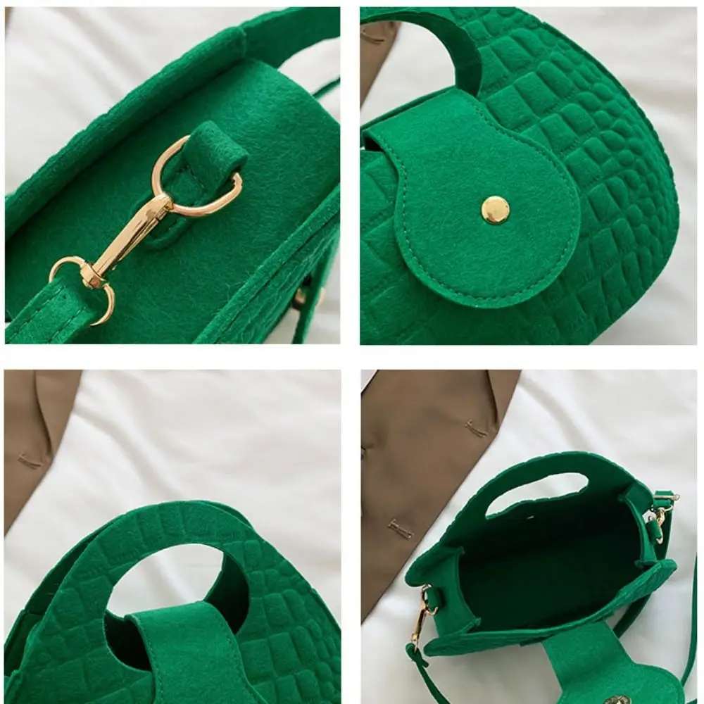 Solid Color Shoulder Bag Felt Crossbody Bags for Women Trendy Portable Purses for Ladies Female Party