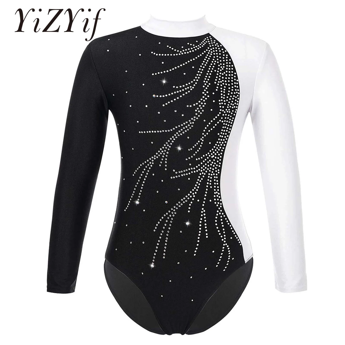 

Kids Girls Long Sleeves Gymnastics Ballet Dance Leotard Sports Workout Bodysuit Faux Diamonds Children Jumpsuit Romper