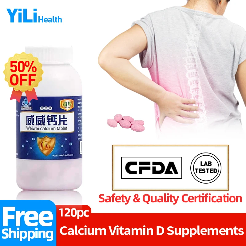 

Calcium Supplements Milk Taste Chewable Tablet Joint Pain Capsules Osteoporosis Promote Bone Strength Height Growth CFDA Approve