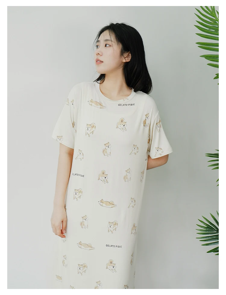 Room Wear Gelato Pique 2023 Summer New Women's Pajama Bottoms Shiba Inu Printed Elastic Lace Trousers Sleep Pwcp232240