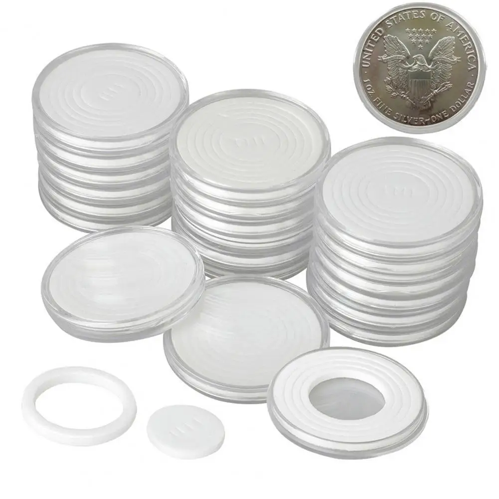 

20 Sets Coin Storage Box Simple Clear Round Plastic Coin Capsules Storage Case for Business Gifts Coin Box Coin Case