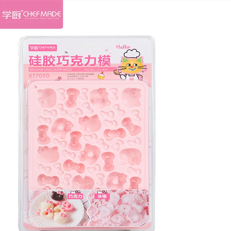 Pink Chocolate Mold Ice Tray Jelly Pudding Cake Cat Full Set of 3d Silicone Baking Accessories Tools |