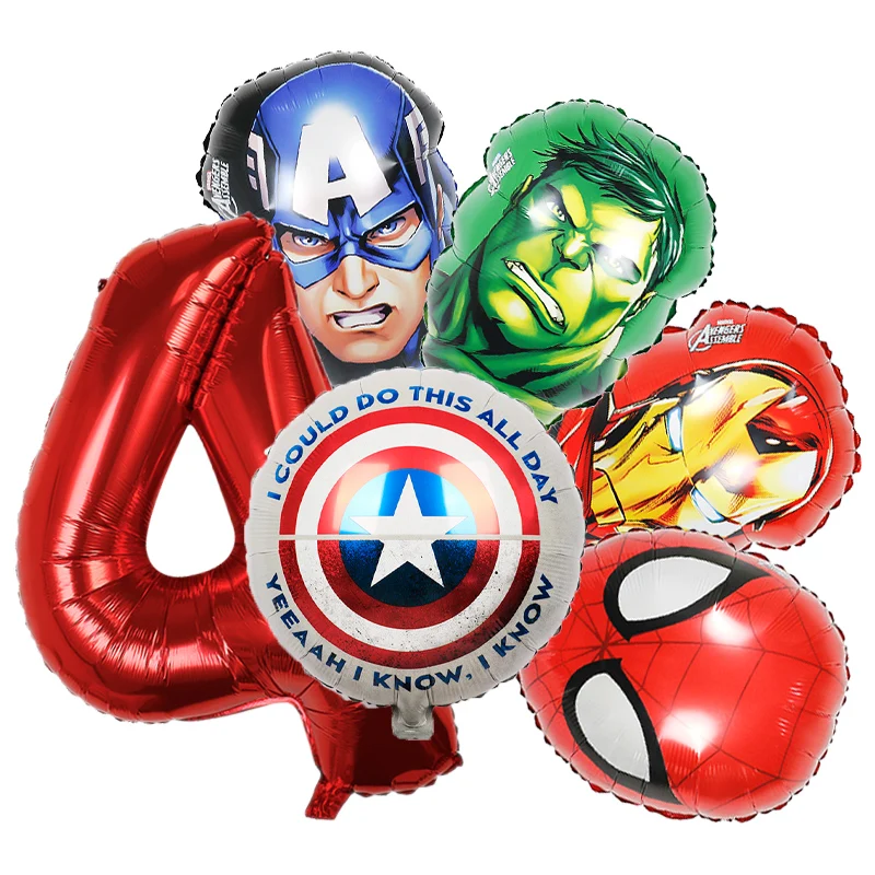 Globos inflables de aluminio de Los Vengadores de Marvel, decoración de fiesta de cumpleaños, juguete de superhéroe para niños, Spiderman, Iron Man, Hulk