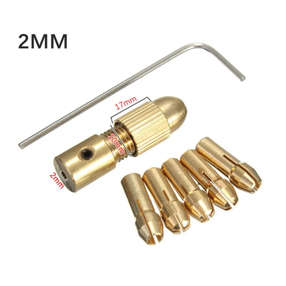 

7-piece Small Electric Drill Bit Clamp 2mm Copper Drill High Quality Brass Mini Drill Chuck Collet Set 0.5 /1.0/ 1.5/ 2.5/ 3.0mm