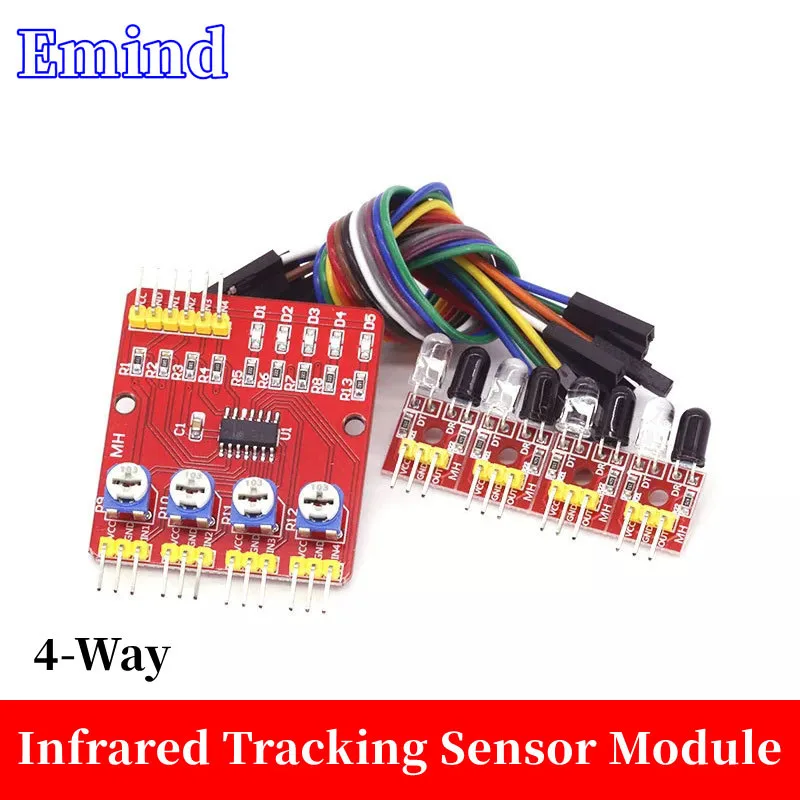 

4-Way Infrared Tracking Sensor Module And Line Patrol Module Are Applied To Obstacle Avoidance Car Robot