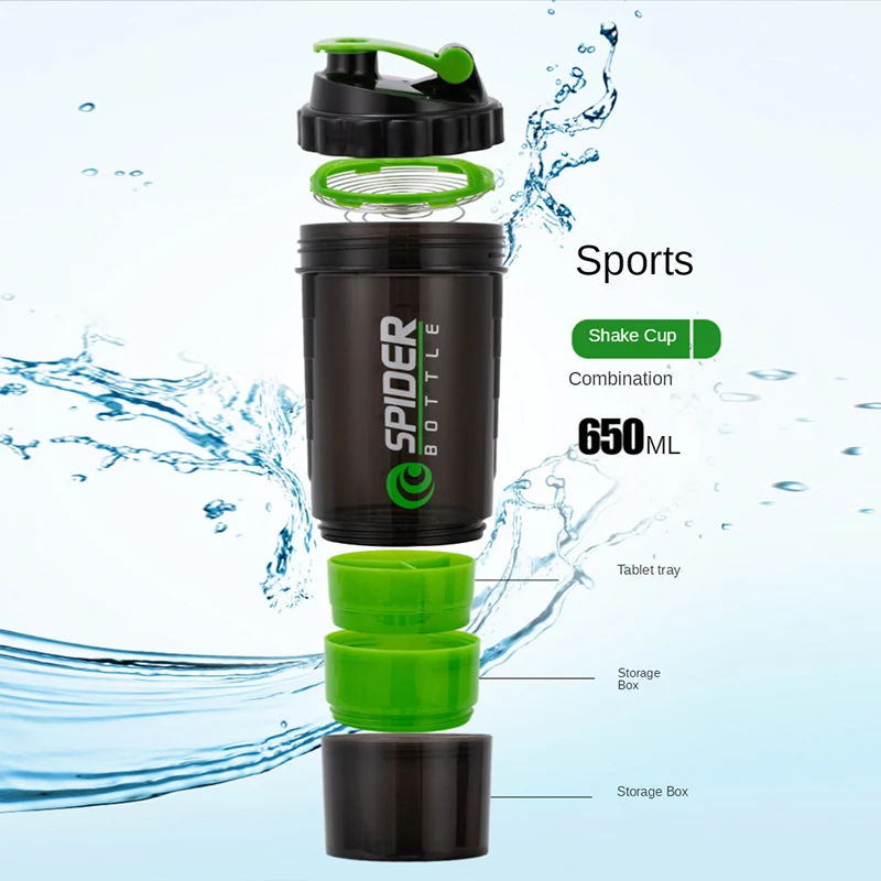 

3 Layers Bottle Protein Powder Shake Cup Large Capacity Water Bottle Plastic Mixing Cup Body-Building Exercise Bottle