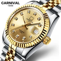 carnival 2022 new fashion diamond mechanical watches men stainless steel waterproof luminous luxury sapphire automatic watch