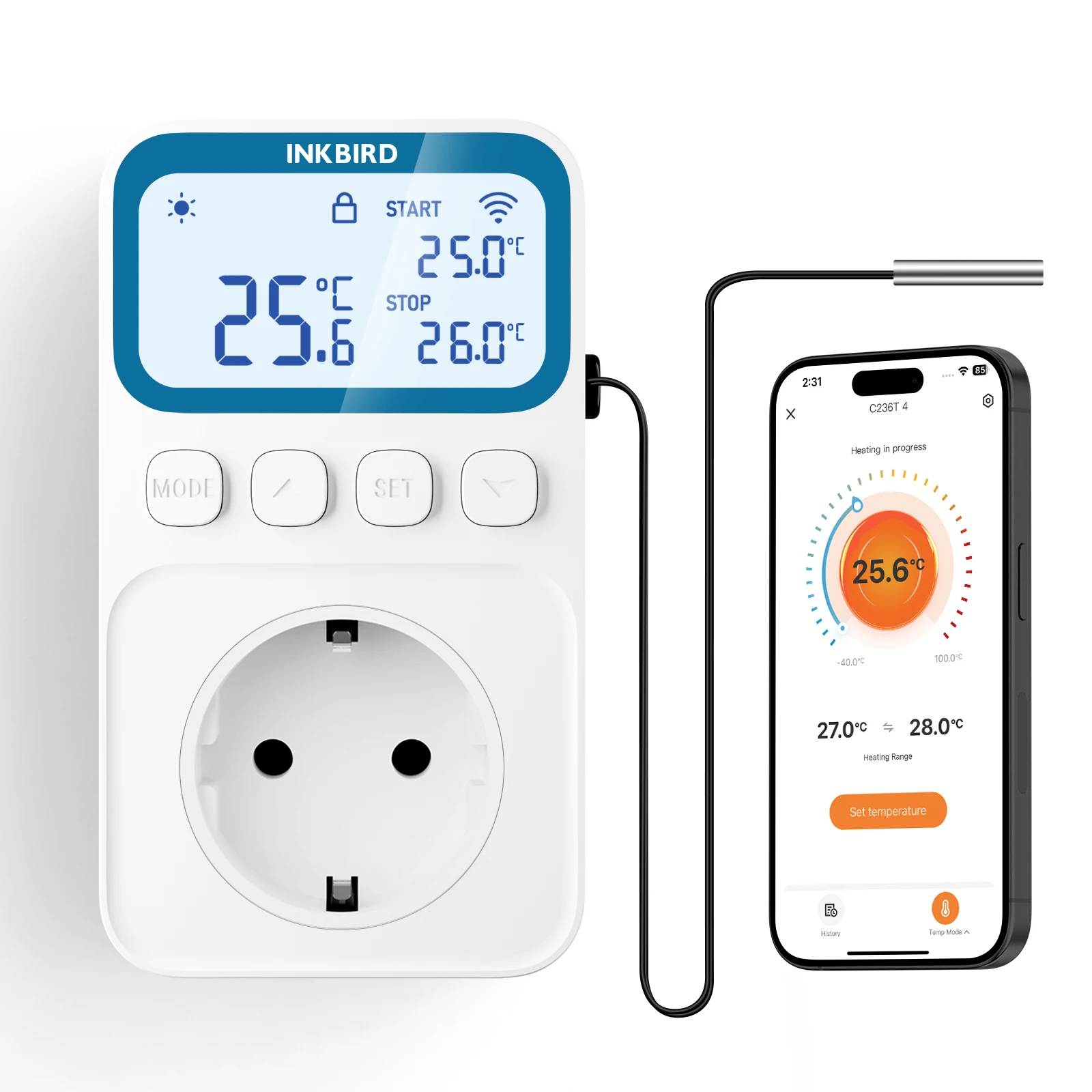 

INKBIRD C236T Wi-Fi подключаемый регулятор температуры 10-в-1 программируемый умный термостат с таймером для холодильников, обогревателей, домашнего пивоварения