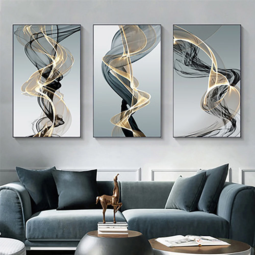 

Abstract Black Yellow Lines Wall Poster Modern Canvas Painting Posters and Prints Nordic Wall Art Pictures for Living Room Home
