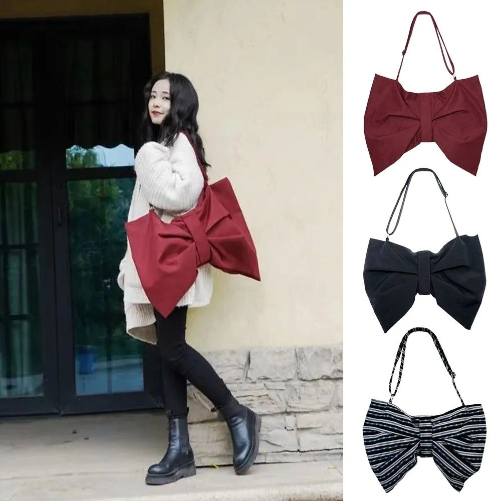 

Personalized Exquisite Bowtie Crossbody Bag Large Capacity Tote Bag One Shoulder Canvas Bag Temperament Luxury Student Handbag
