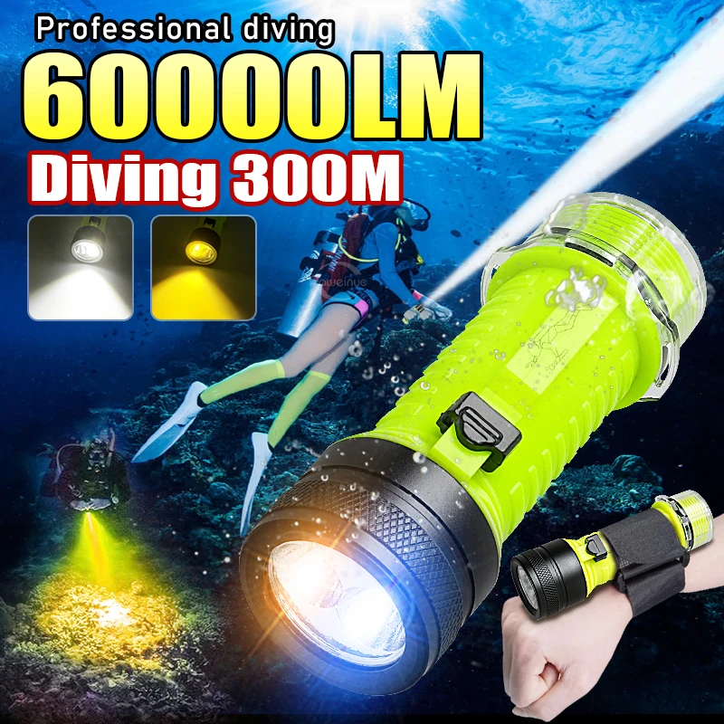 Супер мощный профессиональный фонарик для дайвинга 2 * XHP100 светодиодный